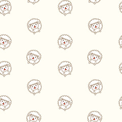 Cute babies seamless pattern with animals. Hand drawn background. cartoon animals sheep