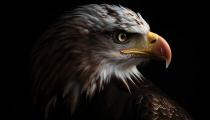Majestic bird of prey, portrait generated by AI