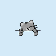 Lazy tabby cat sleeping cartoon, vector illustration