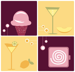 Wine and Delicious Dessert Vector Food Clip-Art
