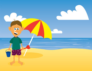 Obraz na płótnie Canvas Illustration of a boy at the beach.