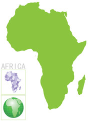 africa map and icon on white background