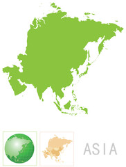 Asia map and icon on white background