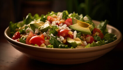Fresh vegetarian salad, a healthy gourmet meal generated by AI