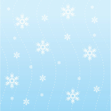 Illustration of a blue winter background with snowflakes.