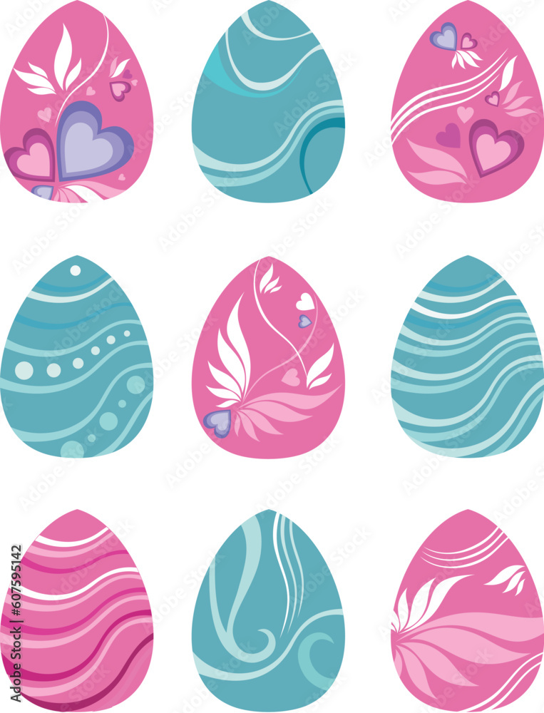 Sticker vector illustration with a decorative easter eggs