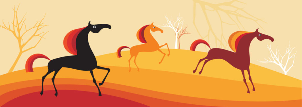 vector illustration of  wild horse