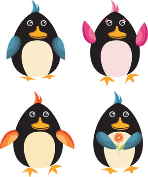vector illustration of penguins