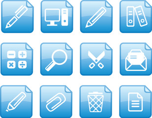Set of icons on an office theme.