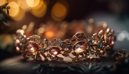 Luxury jewelry glows with bright gold elegance generated by AI
