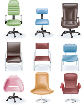 Set of modern chairs icons