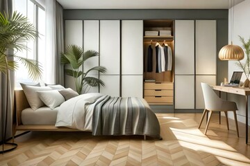 Double bedroom, retro-style interior design