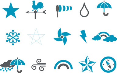 Vector icons pack - Blue Series, weather collection