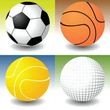 Sport balls over different color backgrounds