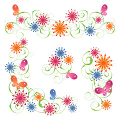 Fototapeta na wymiar Spring design elements from flowers and butterflies