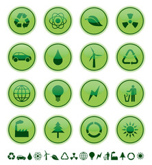 set of green ecology and environmental buttons