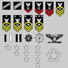 US Navy rank insignia for officers and enlisted in vector format