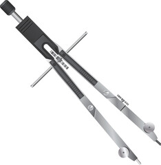 A detailed vector illustration of a compass used for drafting and engineering drawing.