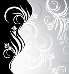 Obraz na płótnie Canvas Black and white vector background for text with floral ornament