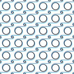 A seamless pattern of blue and white circles with a black line