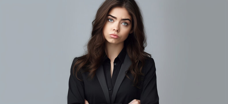 portrait of a business woman with disappointed expression. Image generative AI.