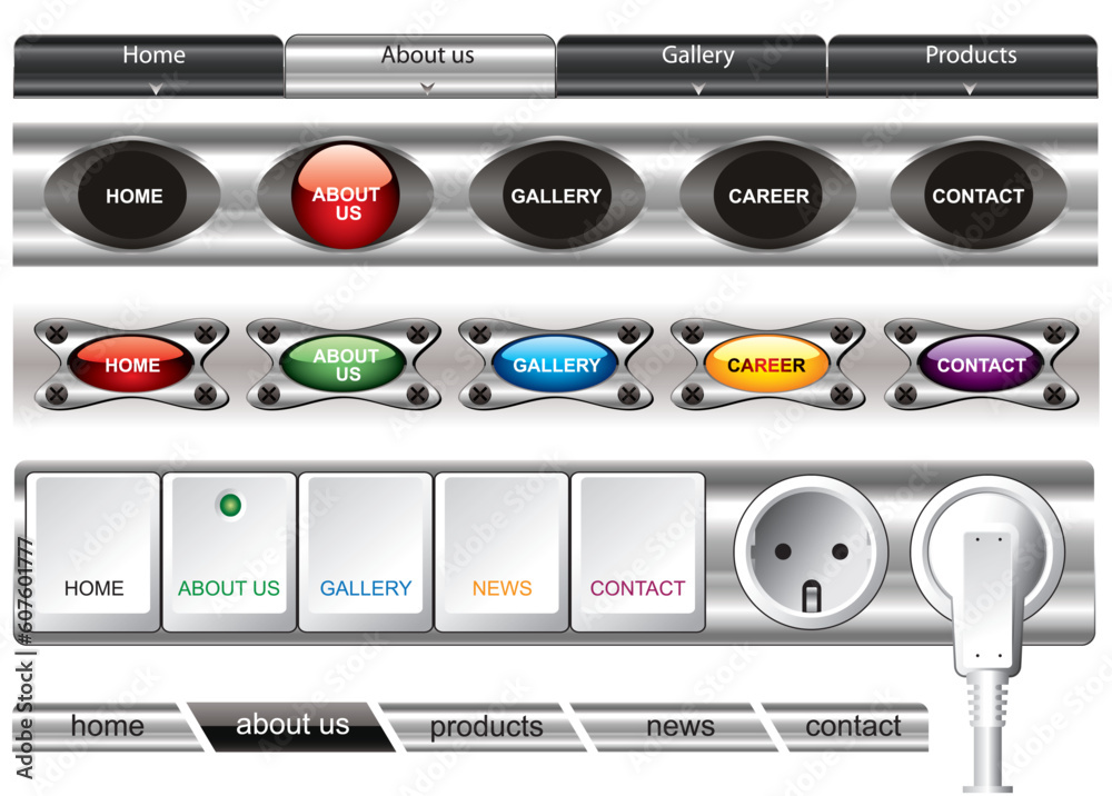 Wall mural editable website vector buttons