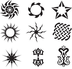 Set of 6 different tattoo designs