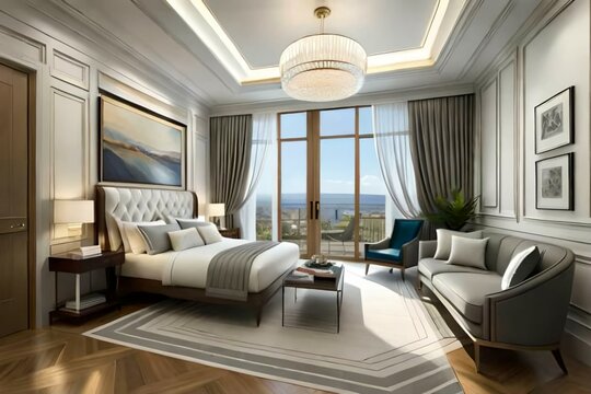 Double bedroom, classic-style interior design