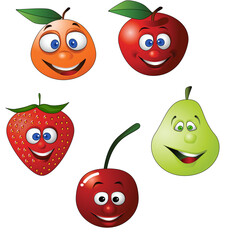 Collection of fruit character illustration