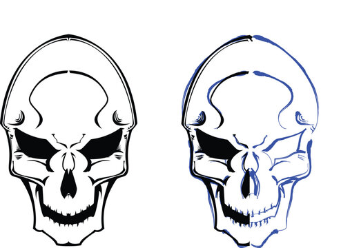 vector skulls couple with brush detail. see portfolio for different composition