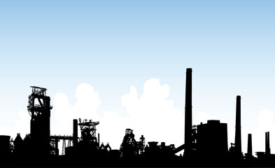 Fototapeta na wymiar Detailed editable vector illustration of an industrial skyline