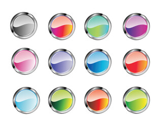 Collection of colorful Glossy Buttons