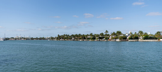 panoramic seaside landscape. panoramic seaside landscape with palms.
