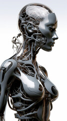 Robot concept of female humanoid made with AI generative image transparent