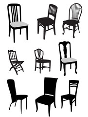 set of antique furniture vector illustration, chairs