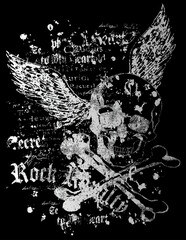 flying skull with rock style