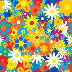 Seamless abstract flowers background. Vector illustration.