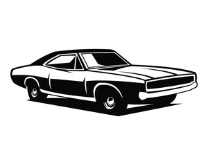 dodge challenger car 1968 white background isolated side view. best for logos, badges, emblems, icons, available in eps 10. - obrazy, fototapety, plakaty