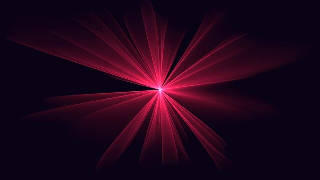 Closeup big flash of star with neon dots and rays on black gradient, motion abstract futuristic, space and sci-fi style background