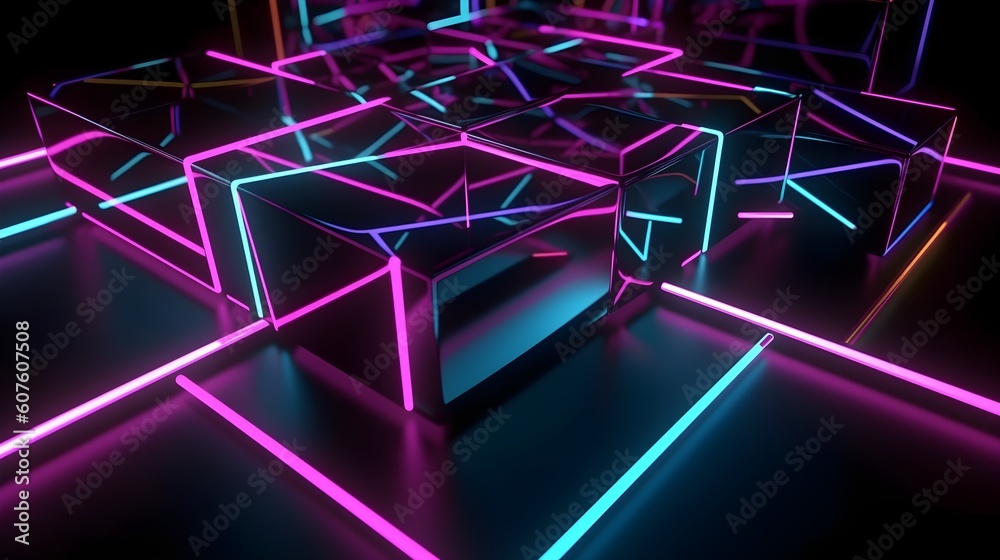 Wall mural Radiant glow, captivating neon lights and lines
 - Wall murals