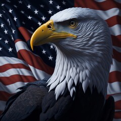 Naklejka premium american eagle and flag created with Generative AI technology