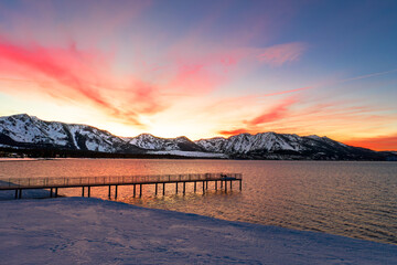 Twilight Serenade: Sun's Last Embrace at Tahoe's Pier