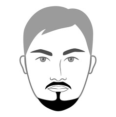 Anchor Goatee Beard style men in face illustration Facial hair Painter's Brush mustache. Vector grey black portrait male Fashion template flat barber. Stylish hairstyle isolated outline on white