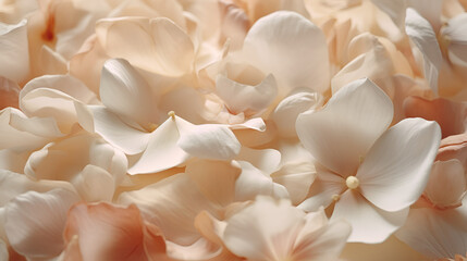 Fototapeta na wymiar flower petals on a plain minimalistic background, pink, gold, silver, white cream color, rose flower petals, ai generative