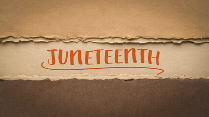 Fototapeta Juneteenth (June 19) in a desktop wooden calendar – also known as Freedom, Jubilee, Liberation, and Emancipation Day – holiday celebrating the emancipation of those who had been enslaved in the US. obraz