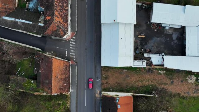 Aerial view of Glina, a small town with residential districts in central Croatia.