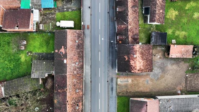 Aerial view of Glina, a small town with residential districts in central Croatia.