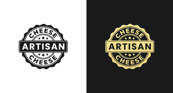 Artisan cheese label or Artisan cheese stamp vector isolated in flat style. Best Artisan cheese label for product packaging design element. Elegant Artisan cheese stamp for packaging design element.