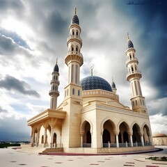 Fototapeta na wymiar Majestic mosque, a breathtaking view during ramadan kareem