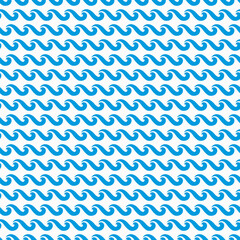 Sea or ocean water waves seamless pattern. Wallpaper with nautical seamless background, fabric marine minimalistic vector print or textile maritime wavy backdrop with blue water curly waves lines